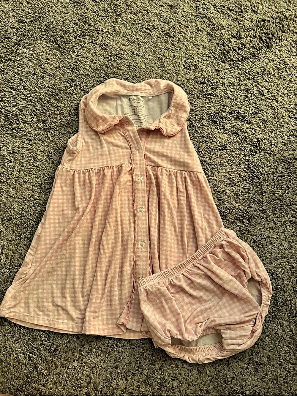 Angel Dear Pink Gingham Dress and Bloomer Set Pink & White Baby 6-12M